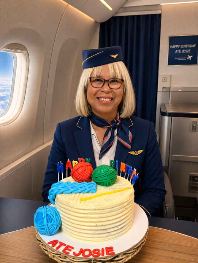 Ate Josie Airlines birthday stewardess portrait